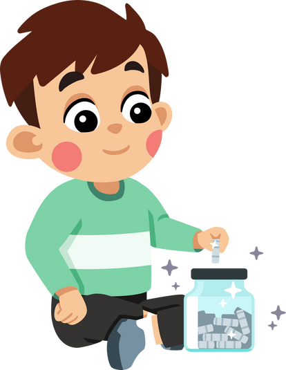 Kid Saving Money sitting